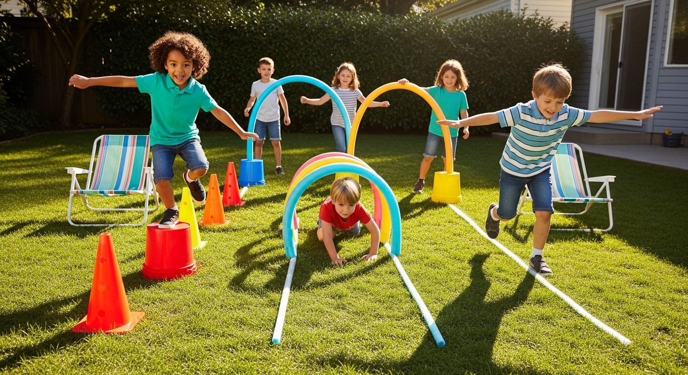 kids on obstacle course