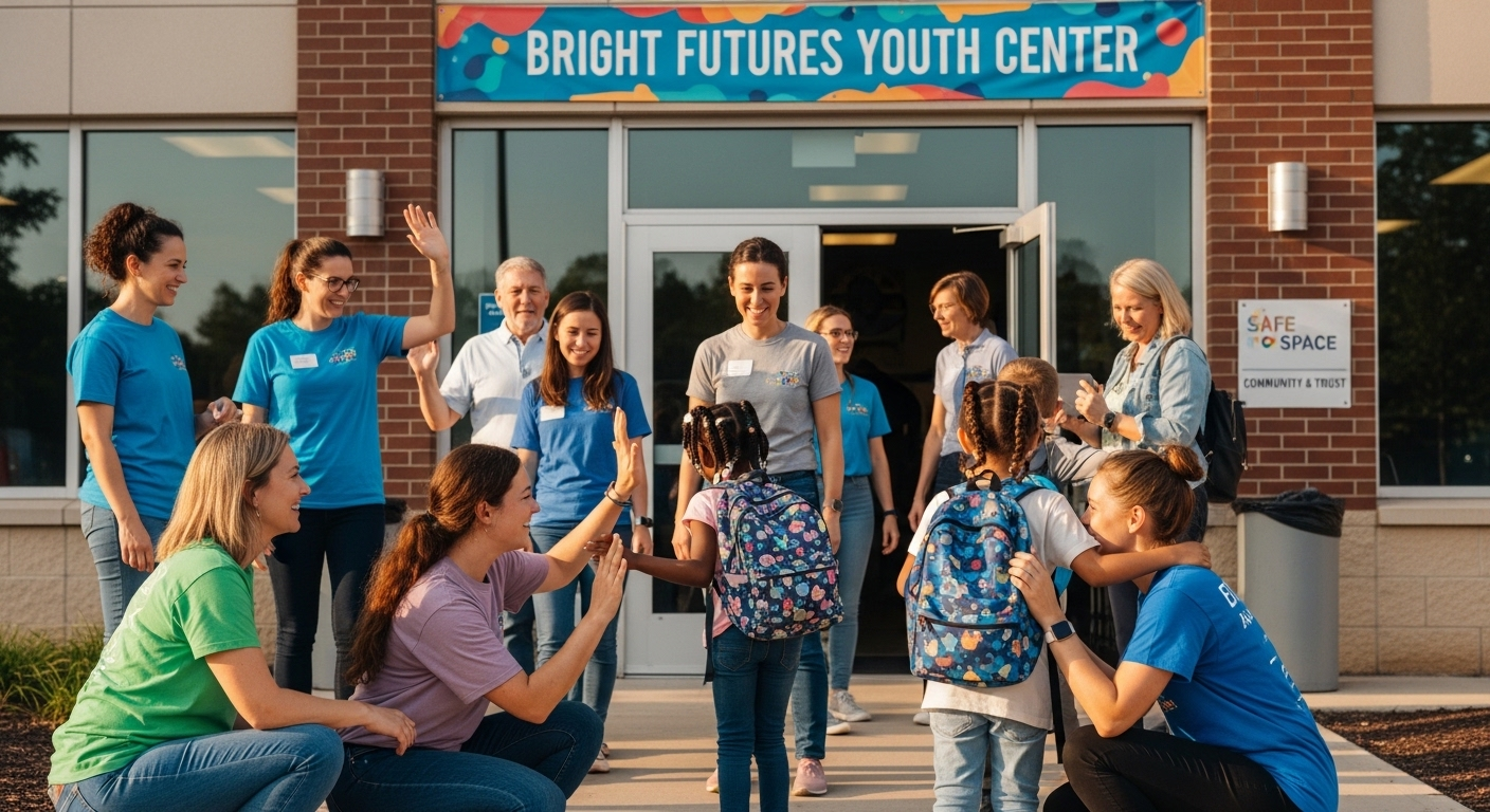 kids outside youth center