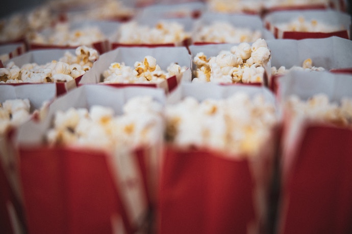 rows of popcorn ready for movie night