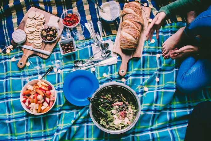 A delicious picnic laid out