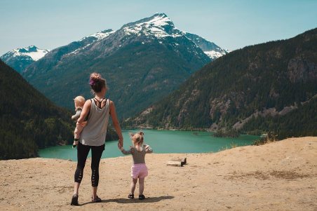 mum and daughter in beautiful location