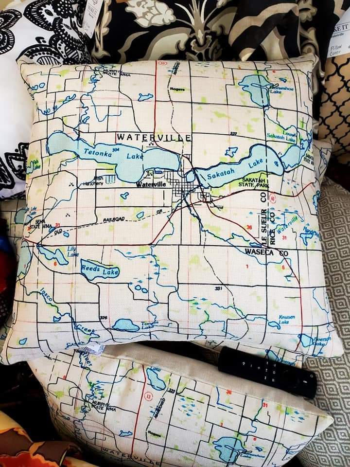 Vintage maps Waterville pillow