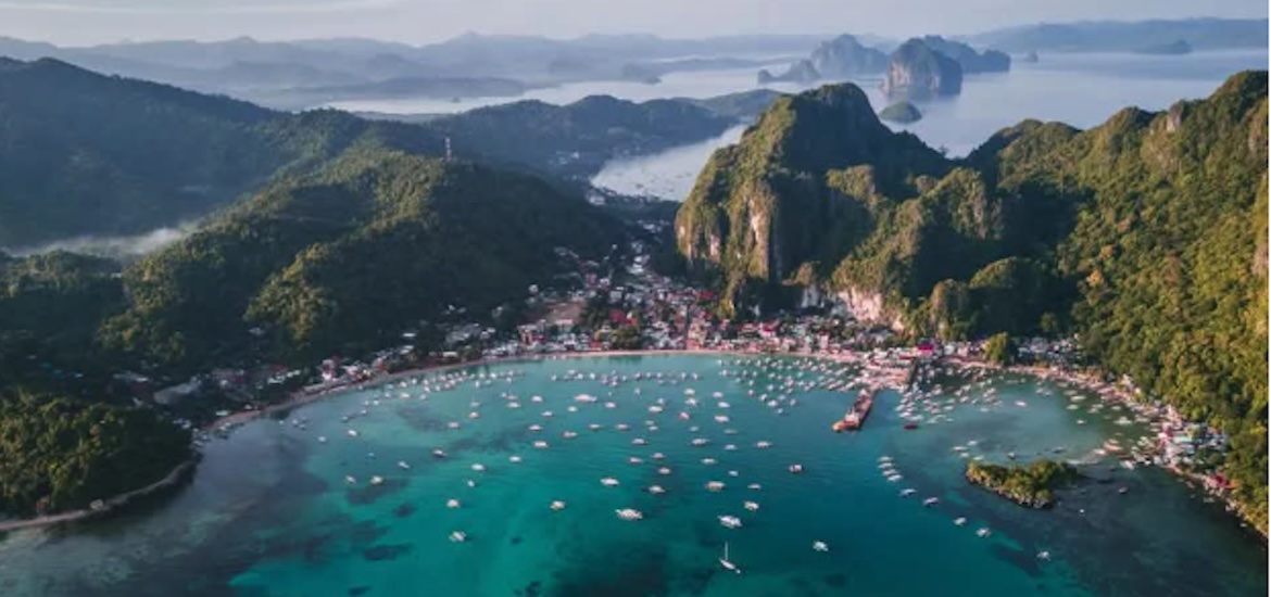 Phillipines overhead view of beautiful bay