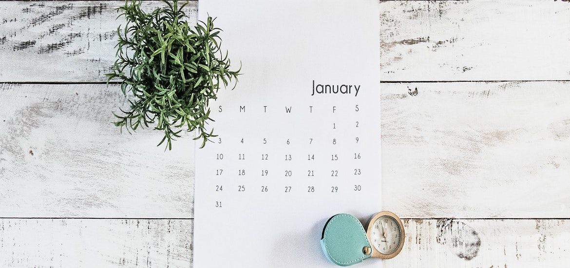 a calendar with January marked