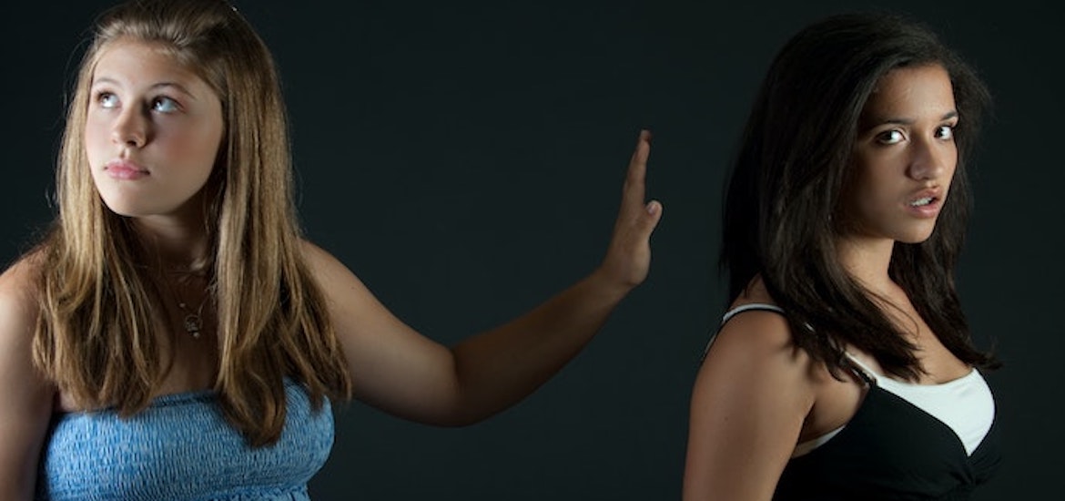 Two teenage girls arguing