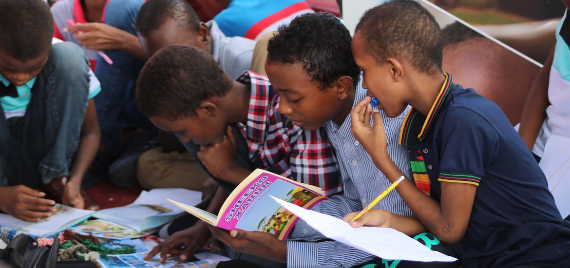 young boys study