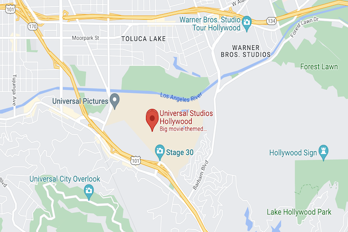 google maps of Universal Studios Location