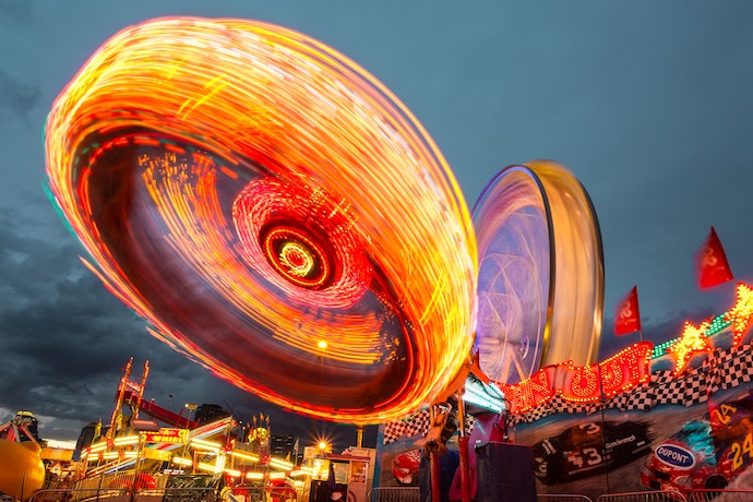 timel-apse photography of a theme park ride