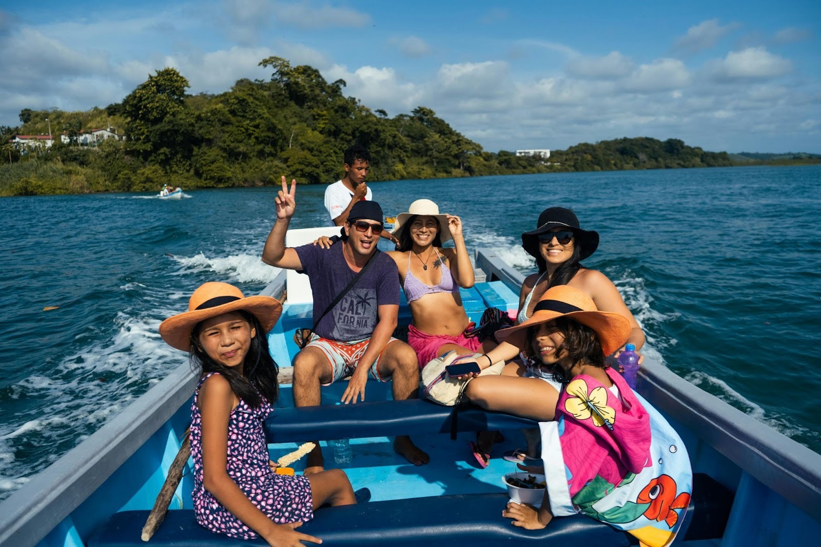 family on boat in Galapagos