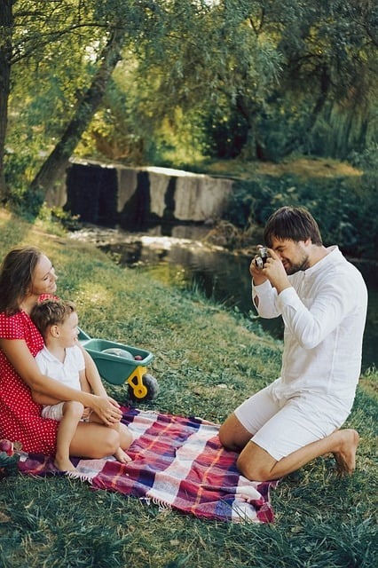 family in garden