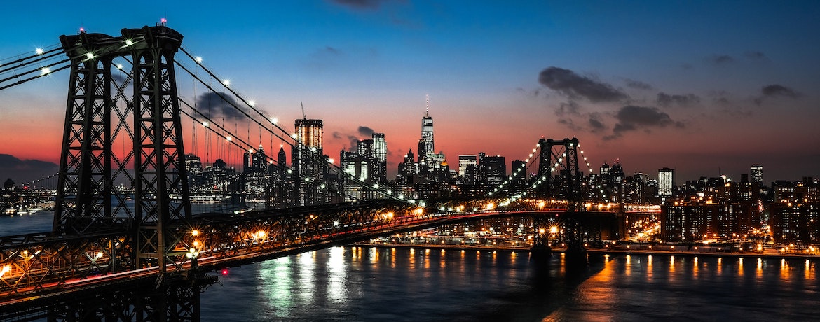 a night skyline of New York City