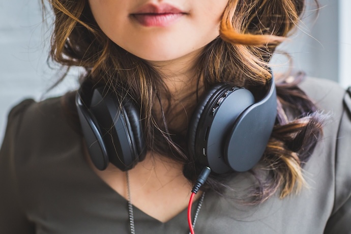 woman with headphones