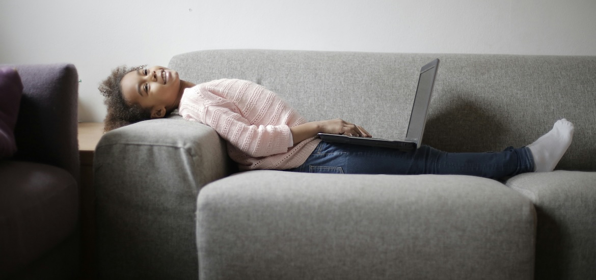Kid Relaxing on laptop