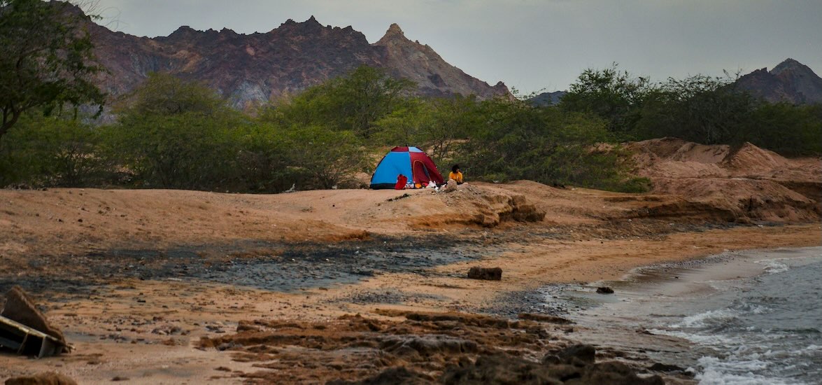 Family camping wide view