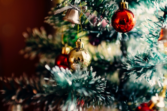 Xmas baubles on a tree