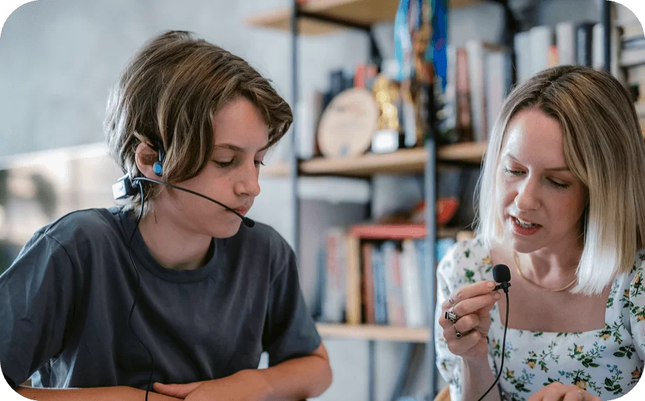 mother and son communicating