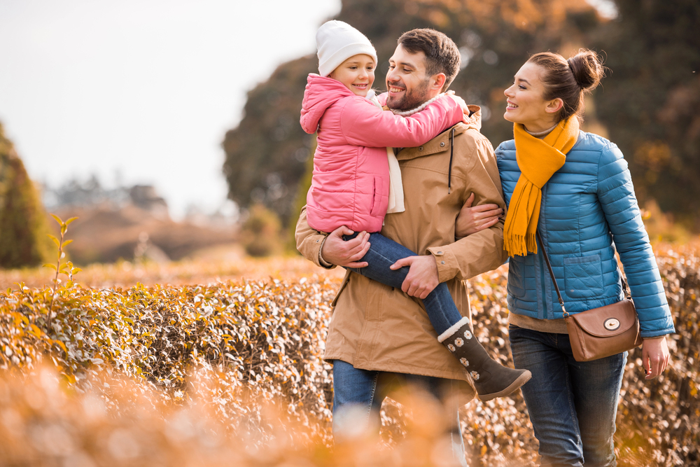 young family on a walk