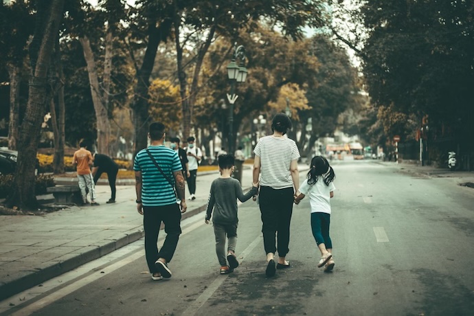 family walking on holiday
