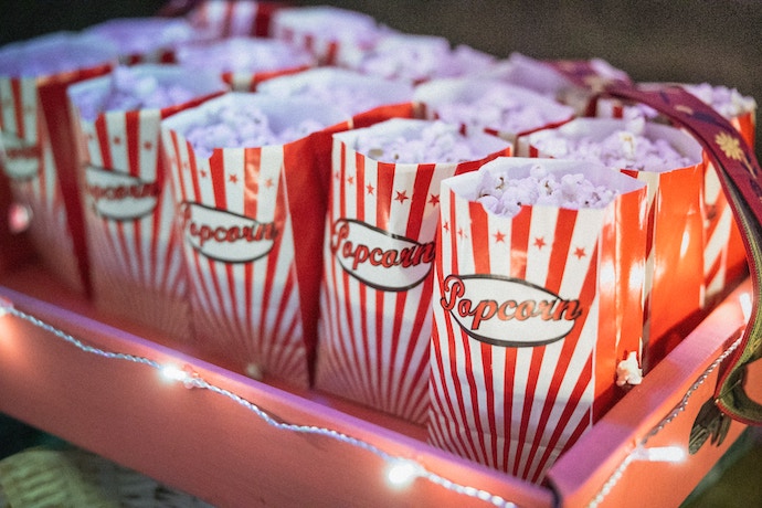 a tray of popcorn packets ready to serve