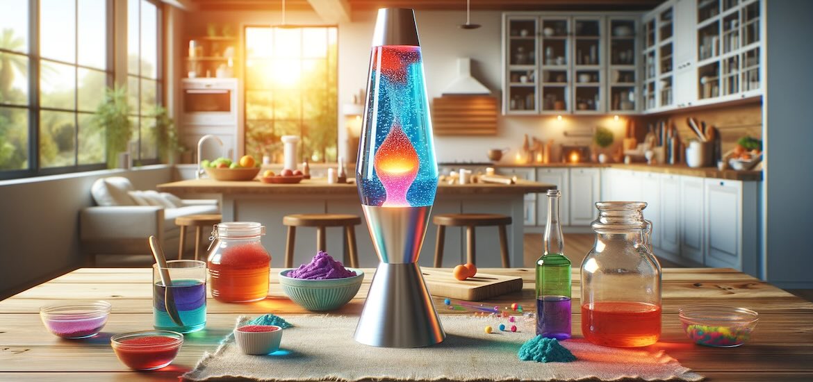 Close up of hand made lava lamp
