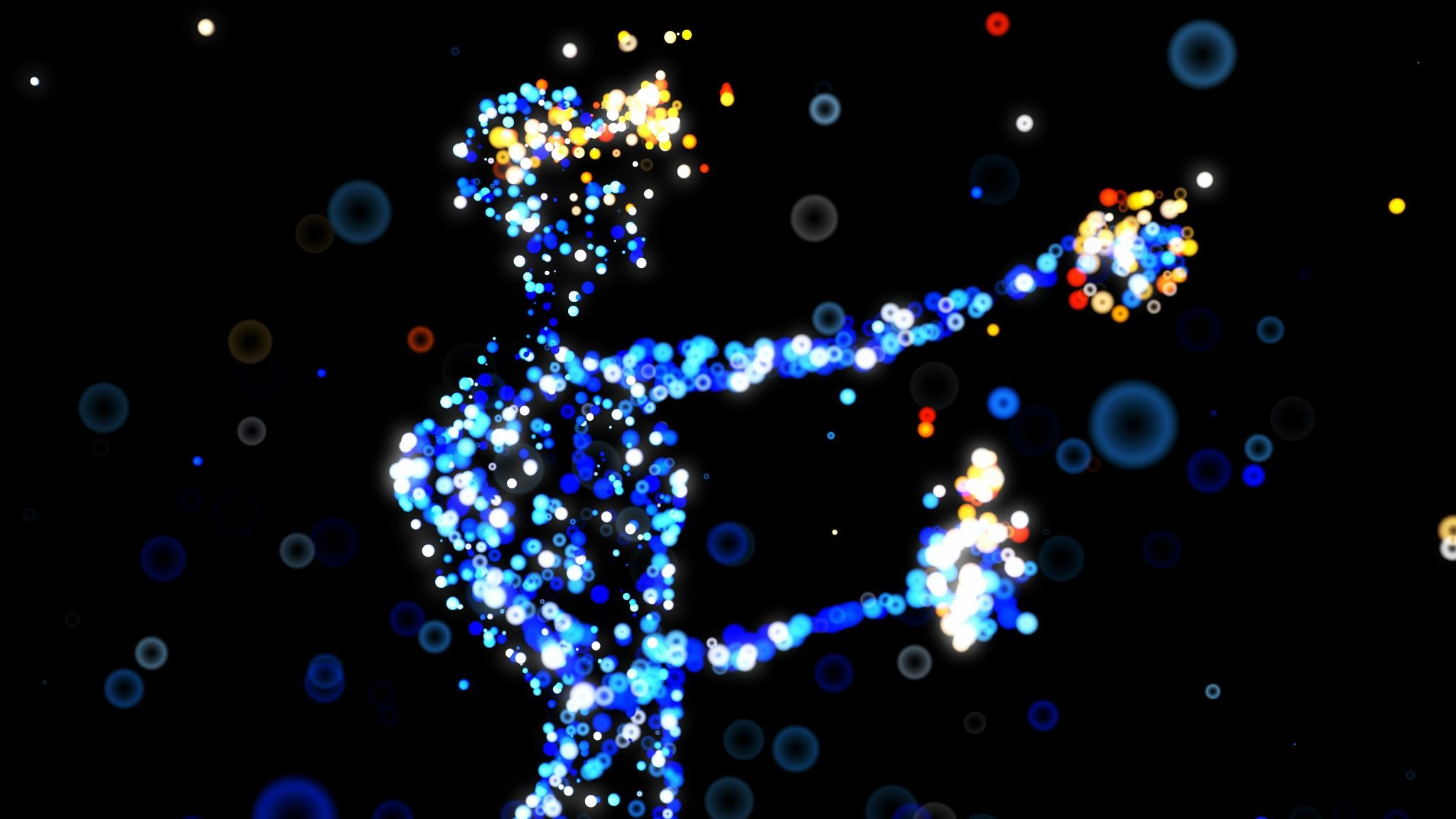 View of person through VR headset