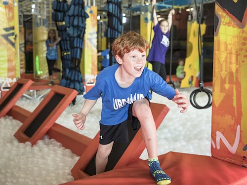 urban air adventure park Bloomington Illinois active fun for kids indoor trampolining USA