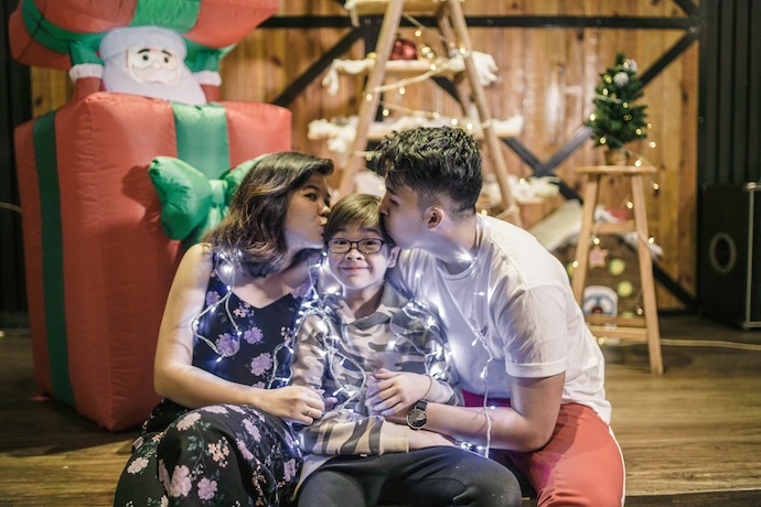 a young family at xmas