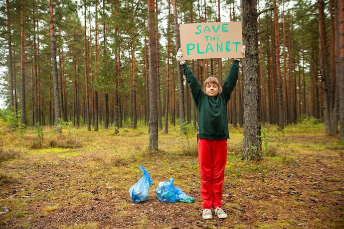 Kid with Save The Planet sign