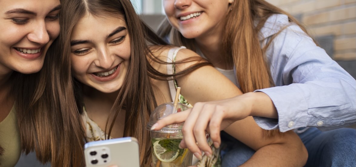 Girls using social media