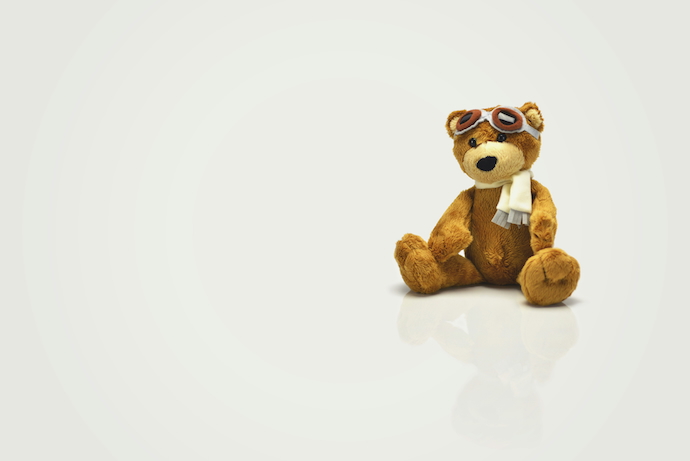 cuddly kids bear with flight goggles