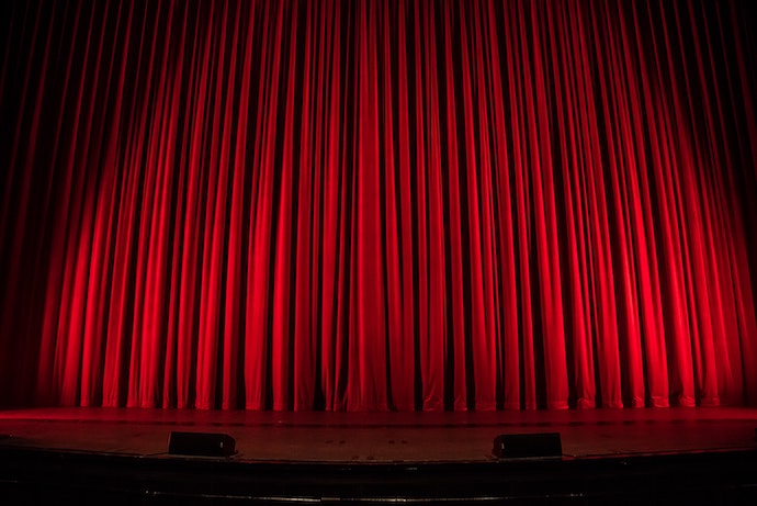 a theatre curtain lit ready