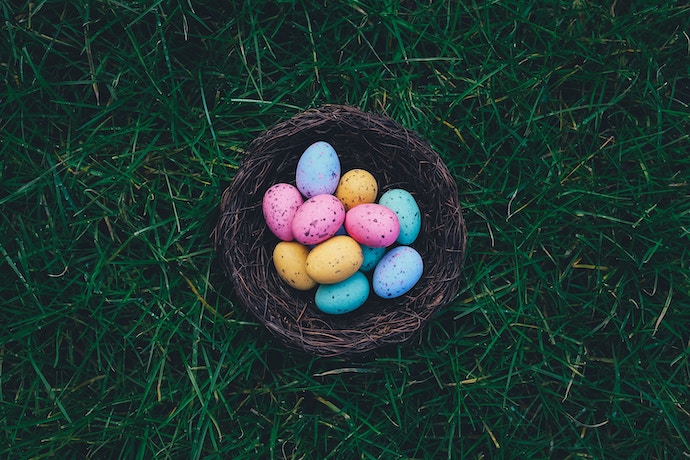 a nest of easter Eggs