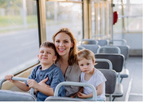 family on a bus trip