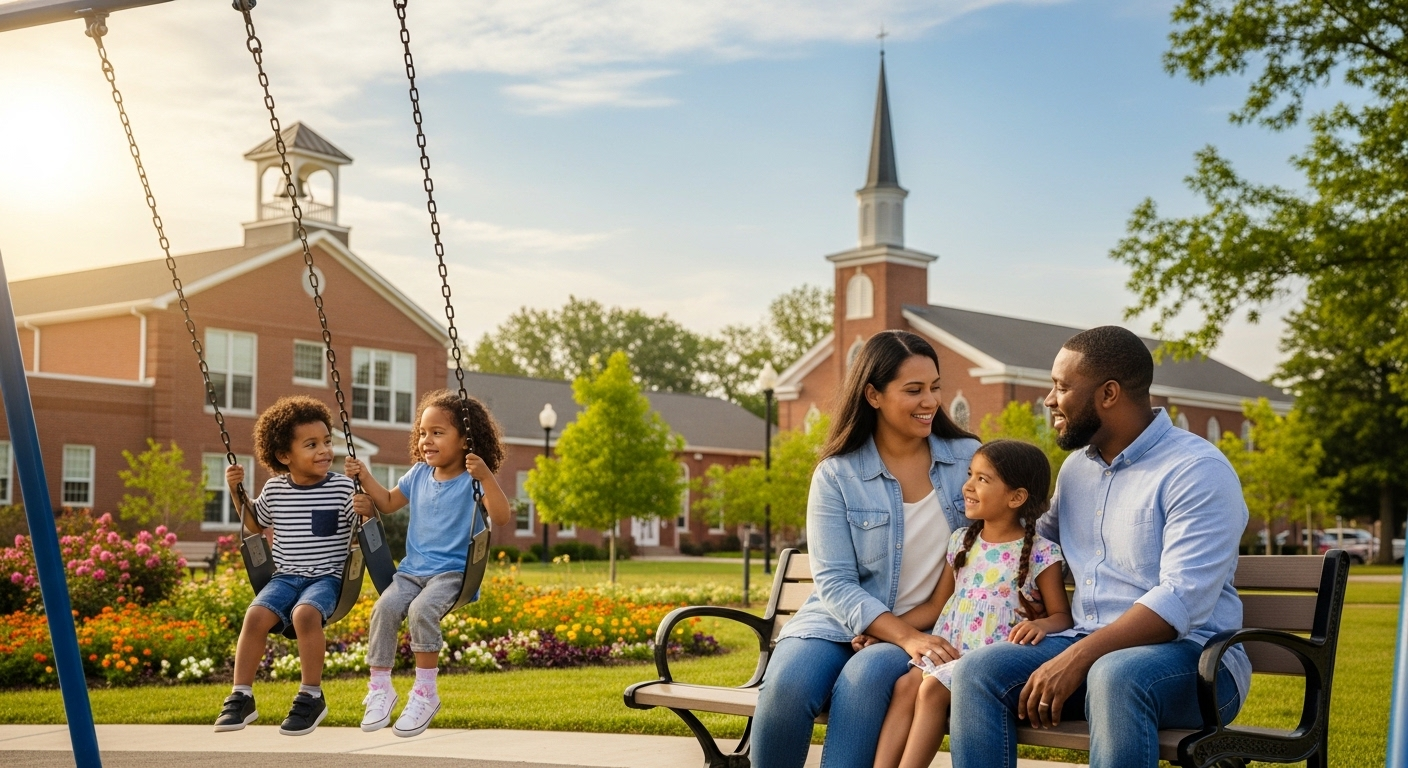 family in park playing