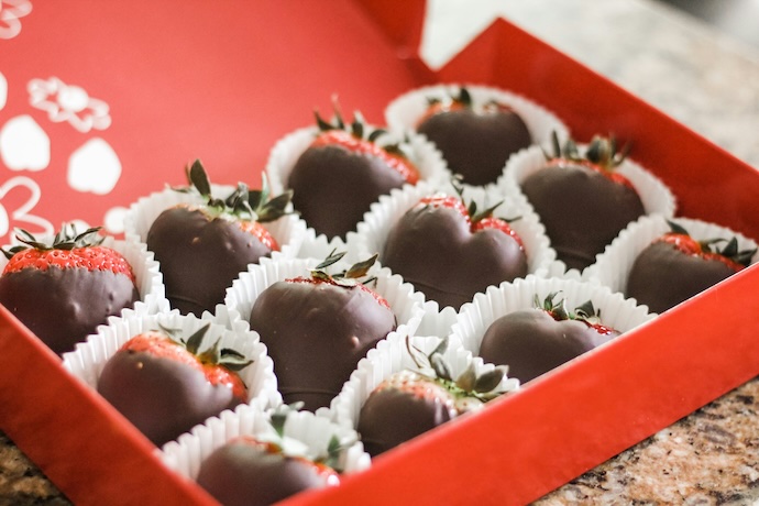 box of chocolate dipped strawberries
