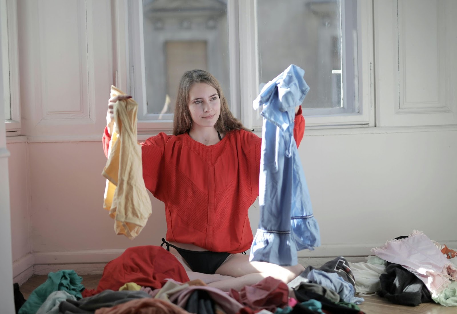 woman sorting washing