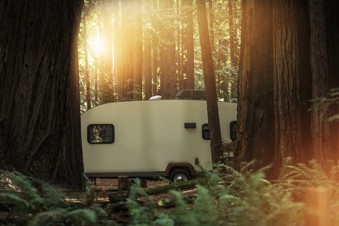 camper in the woods