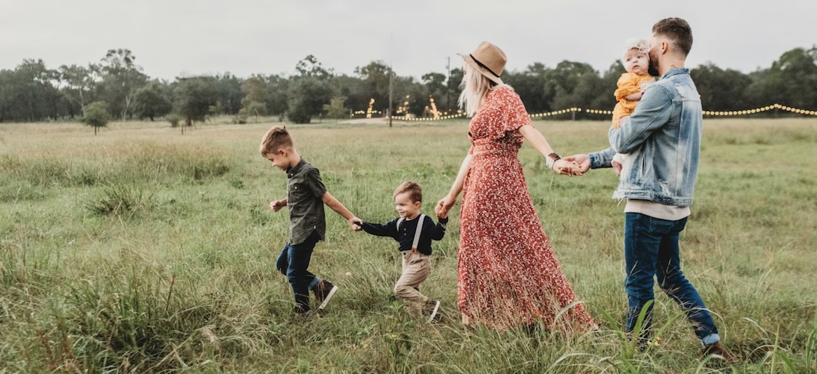 Family on country walk
