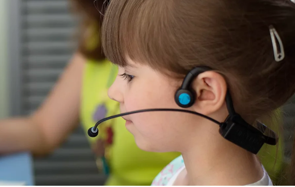 girl with headphones on