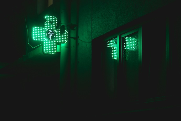 medical sign at pharmacy