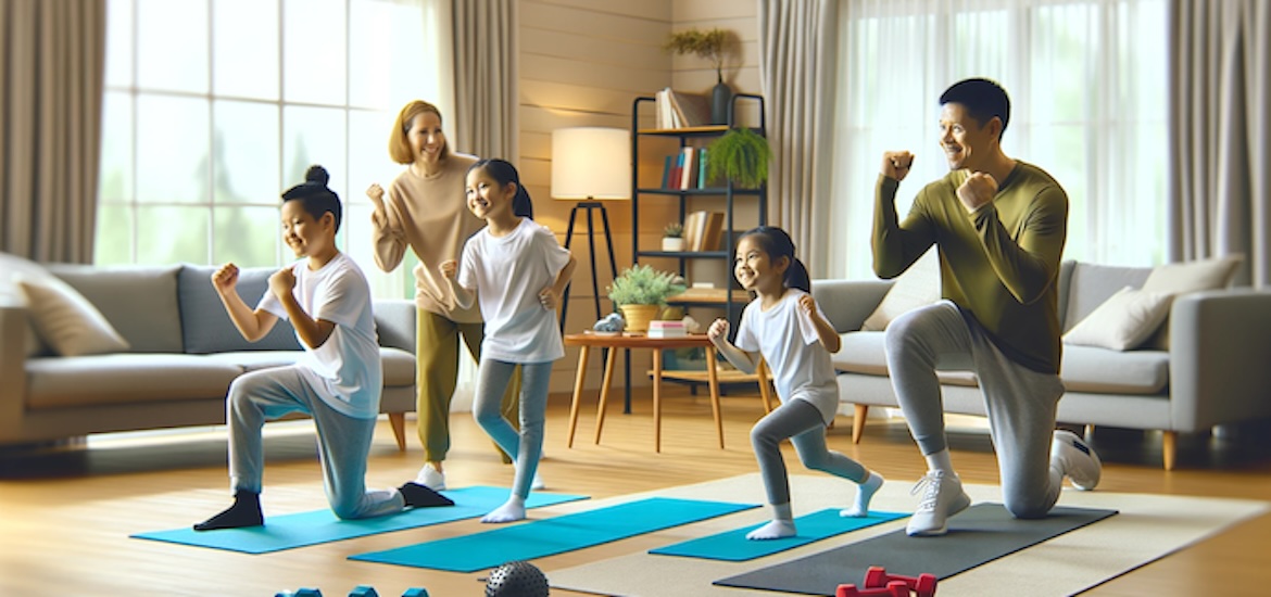 A family excercises