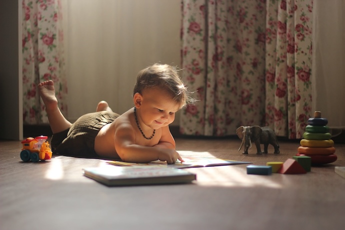 baby reading book