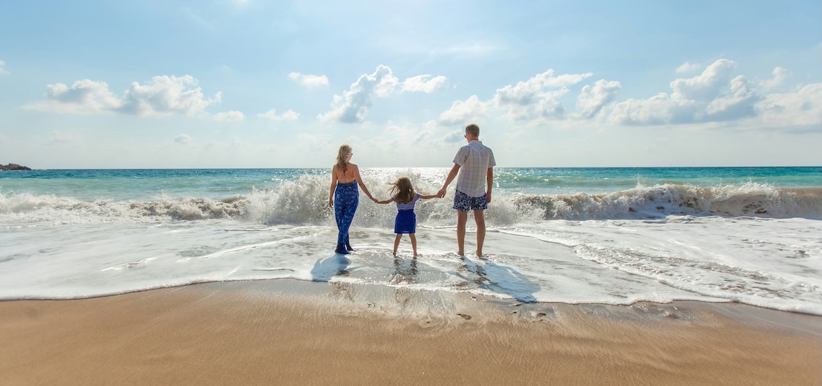 Family on beach