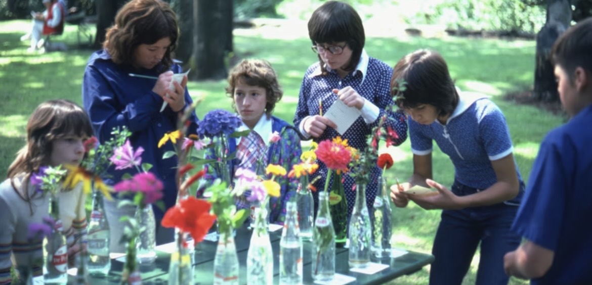 a classroom flower arranging
