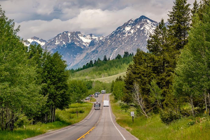 Highway in Grand tetons