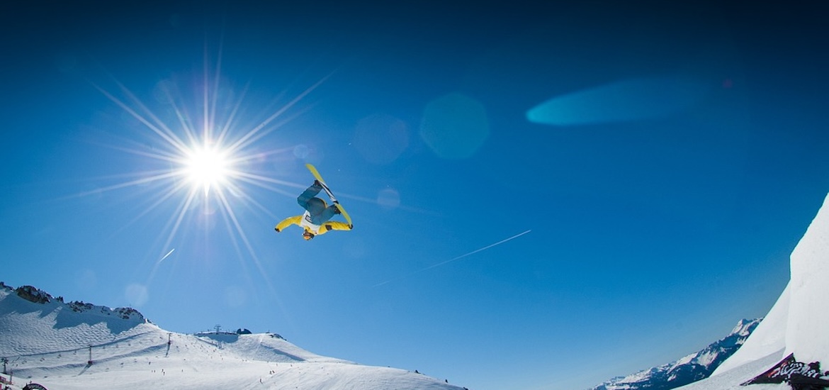 Snowboarder in air