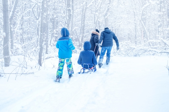 family winter walk