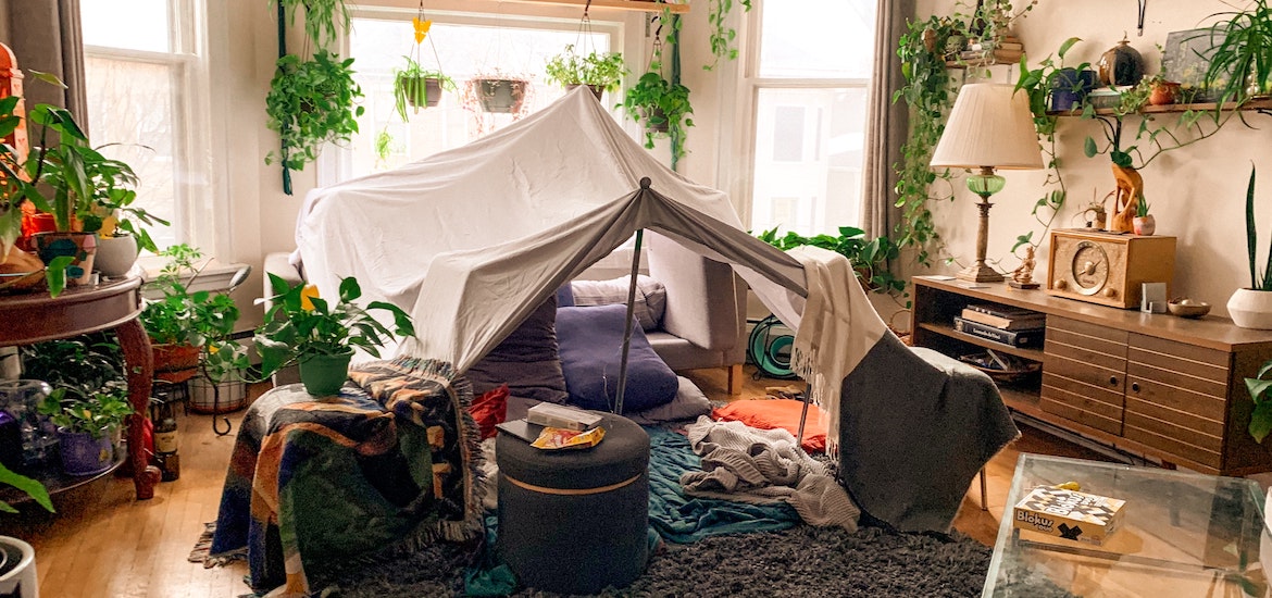 Indoor tent set up for play