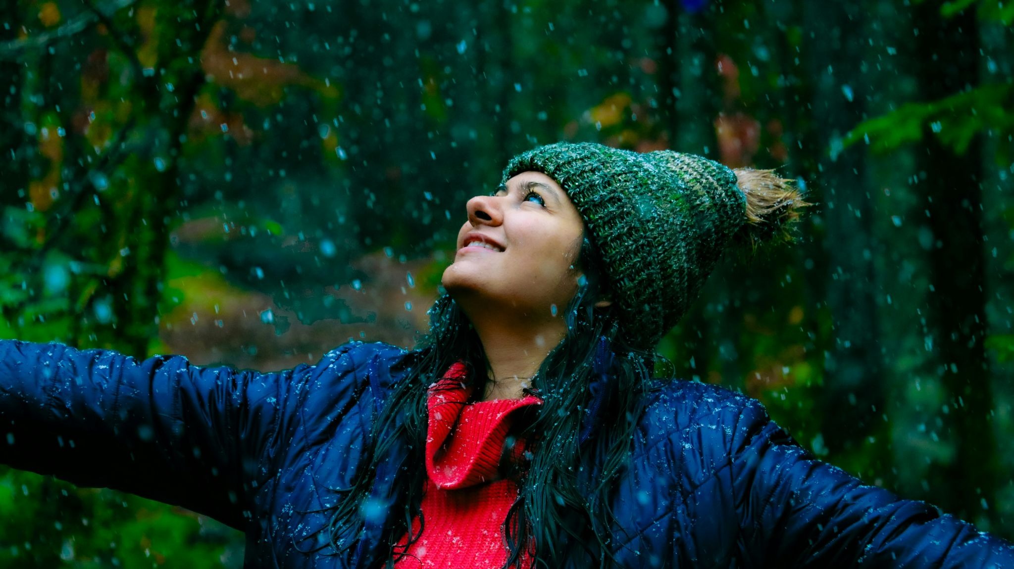 Woman in rain
