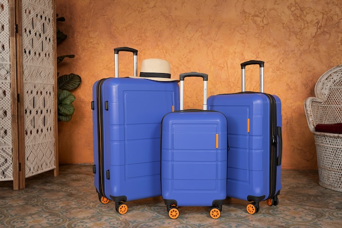family suitcases all lined up